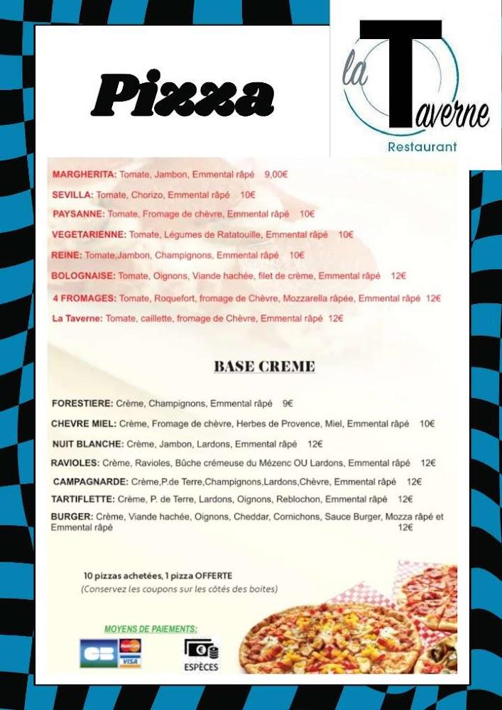 Restaurant pizzeria La Taverne - Menu Image 1